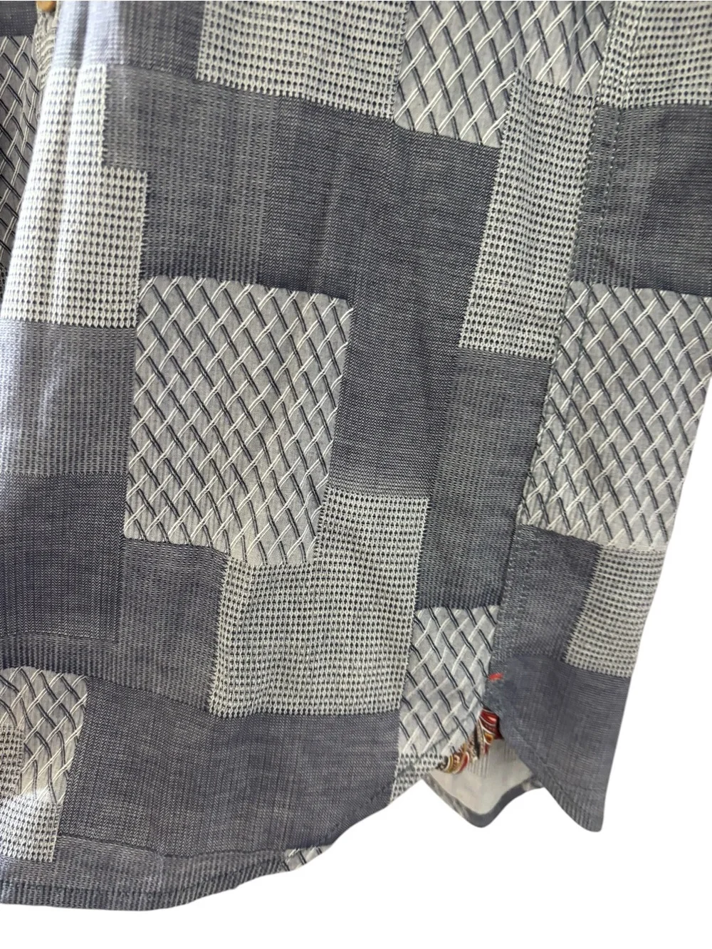 Robert Graham Men's Patchwork-Pattern Gray Button-Down Shirt Size Small